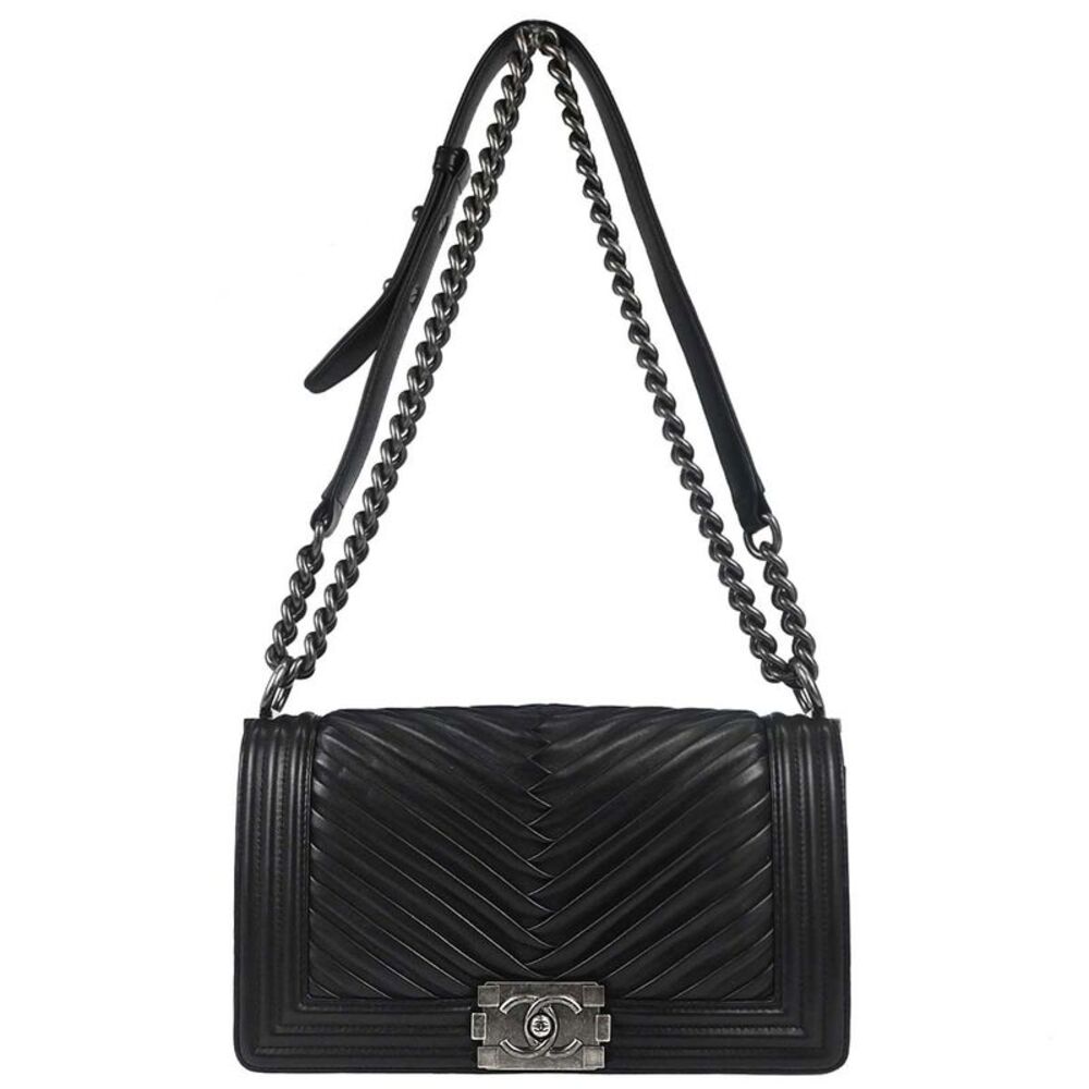 Chanel Boy Chanel Quilted Black Leather Shoulder Bag Bag